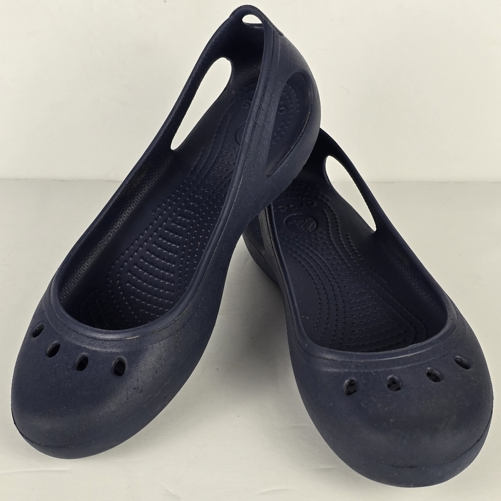 CROCS Kadee Ballet Flats Slip On Comfort Sandals Sz 10 Classic Navy Slip-Ons
